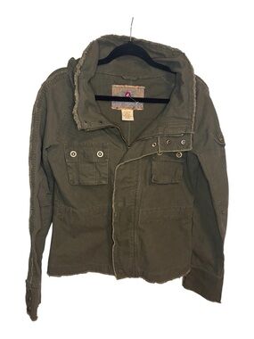 BB Dakota Olive Green Military Field Jacket with Snap Pockets